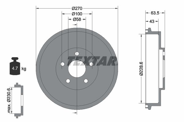 Brake Drum TEXTAR 94031000