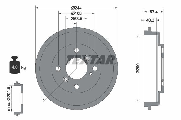 Brake Drum TEXTAR 94031900