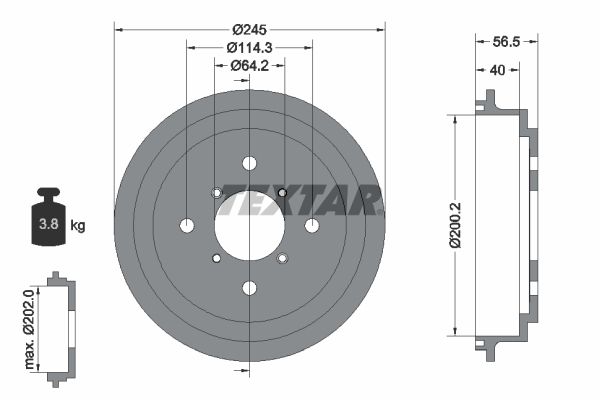 Brake Drum TEXTAR 94032600