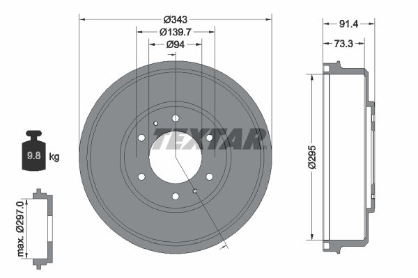 Brake Drum TEXTAR 94035300