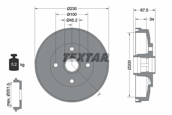 Brake Drum TEXTAR 94036500