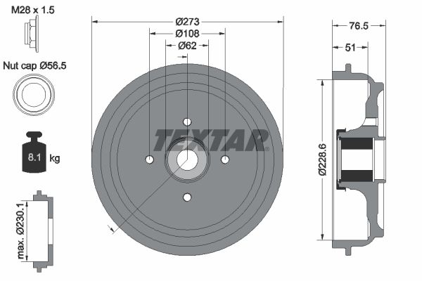 Brake Drum TEXTAR 94037900