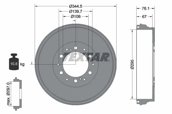 Brake Drum TEXTAR 94038800