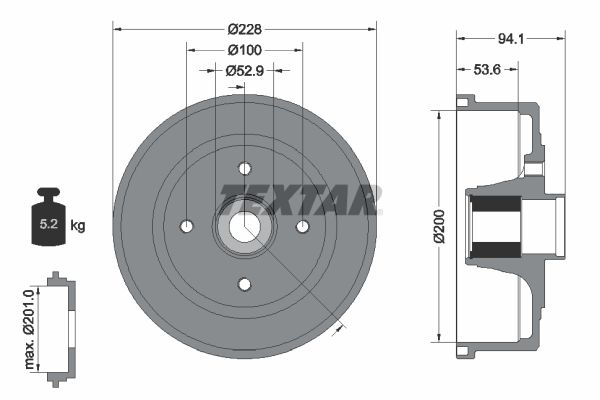 Brake Drum TEXTAR 94041100