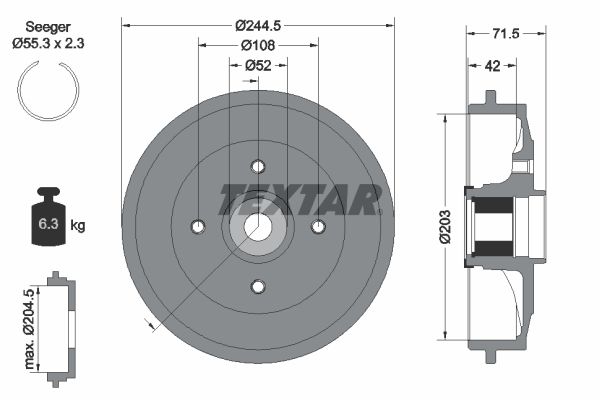 Brake Drum TEXTAR 94041200