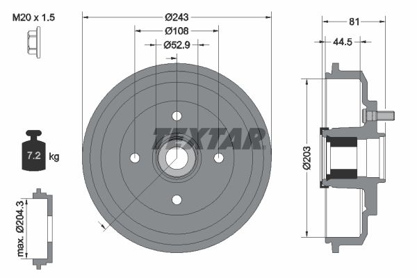 Brake Drum TEXTAR 94041300