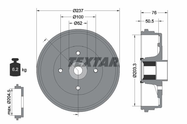 Brake Drum TEXTAR 94041400