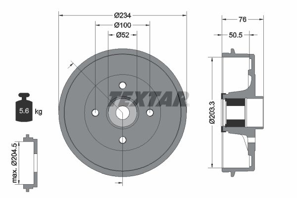 Brake Drum TEXTAR 94042400