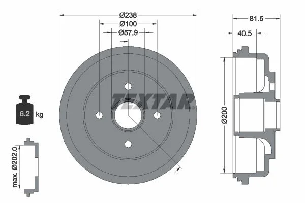 Brake Drum TEXTAR 94043100