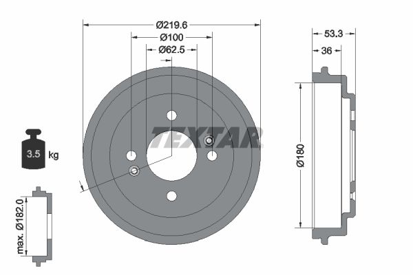 Brake Drum TEXTAR 94044400