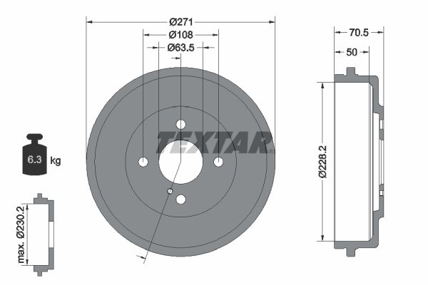 Brake Drum TEXTAR 94045600