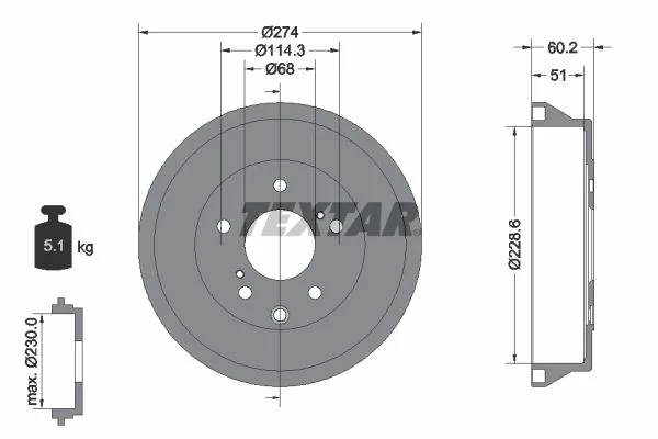 Brake Drum TEXTAR 94047800