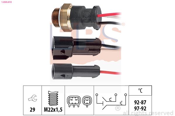 Temperatūros jungiklis, radiatoriaus ventiliatorius EPS 1.850.610
