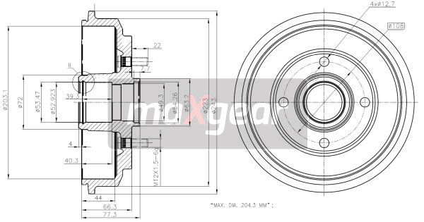 Brake Drum MAXGEAR 19-2316