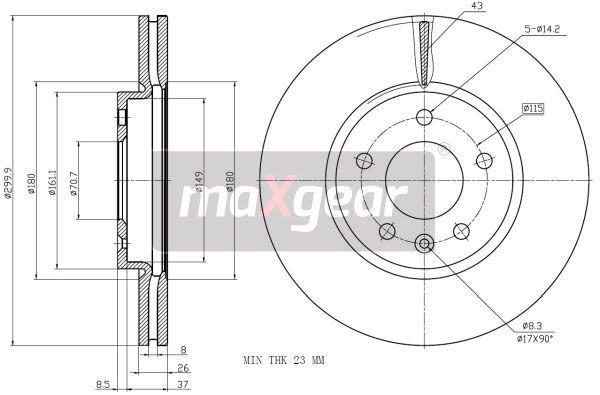 Stabdžių diskas MAXGEAR 19-2332