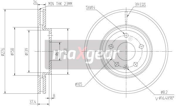 Brake Disc MAXGEAR 19-2334