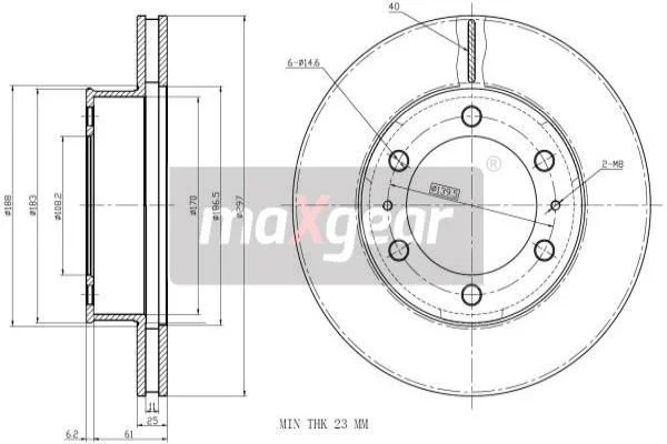 Stabdžių diskas MAXGEAR 19-2350