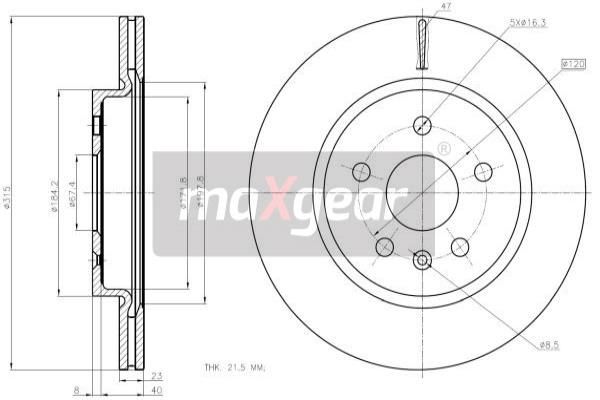 Stabdžių diskas MAXGEAR 19-2368