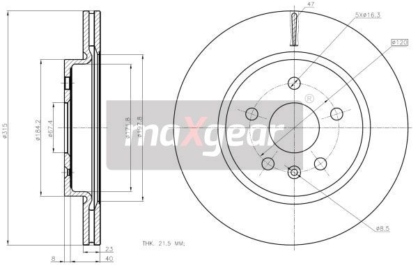 Stabdžių diskas MAXGEAR 19-2368MAX