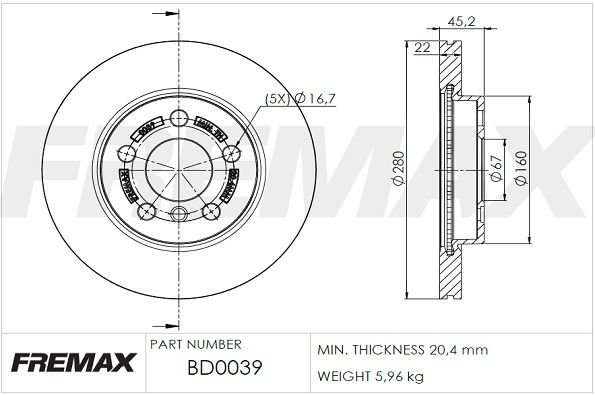 Stabdžių diskas FREMAX BD-0039