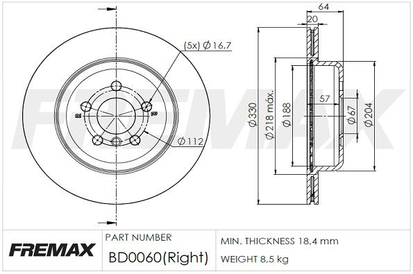 Stabdžių diskas FREMAX BD-0060