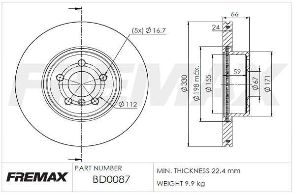 Stabdžių diskas FREMAX BD-0087