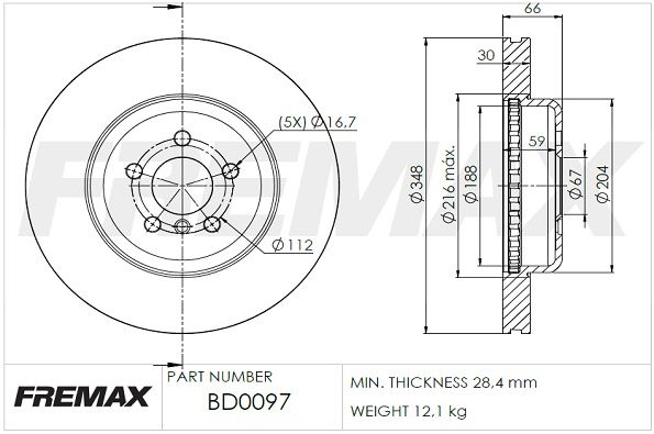 Гальмівний диск FREMAX BD-0097