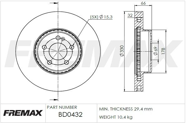 Гальмівний диск FREMAX BD-0432