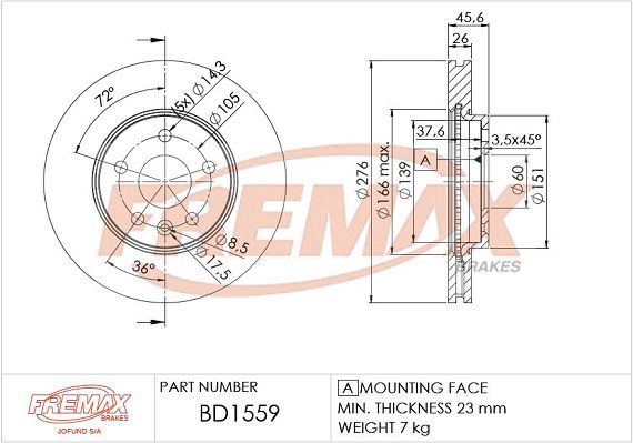 Stabdžių diskas FREMAX BD-1559