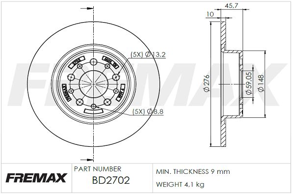 Stabdžių diskas FREMAX BD-2702