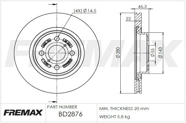 Stabdžių diskas FREMAX BD-2876