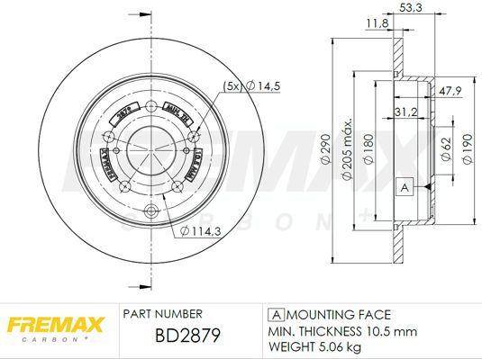 Stabdžių diskas FREMAX BD-2879