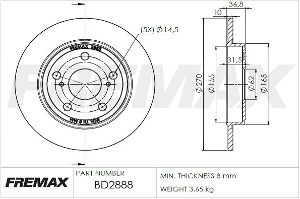 Stabdžių diskas FREMAX BD-2888