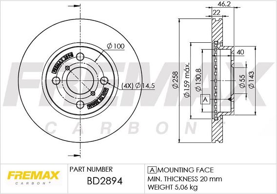 Stabdžių diskas FREMAX BD-2894