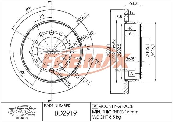 Stabdžių diskas FREMAX BD-2919