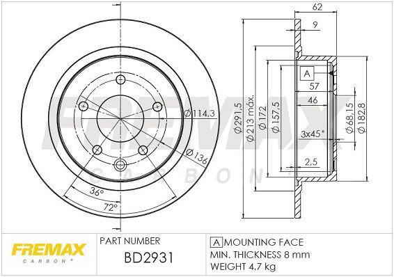 Stabdžių diskas FREMAX BD-2931