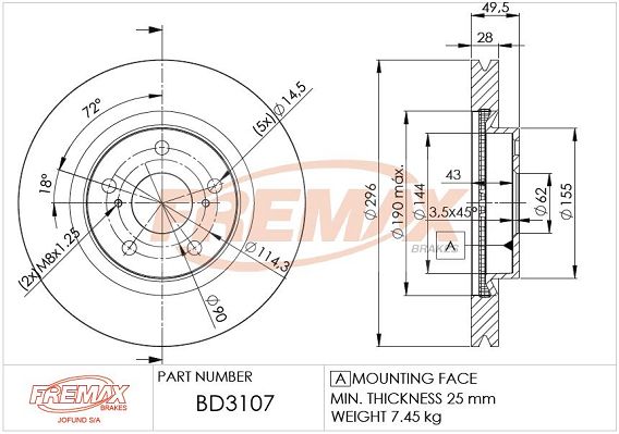 Гальмівний диск FREMAX BD-3107