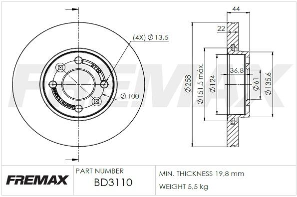 Stabdžių diskas FREMAX BD-3110