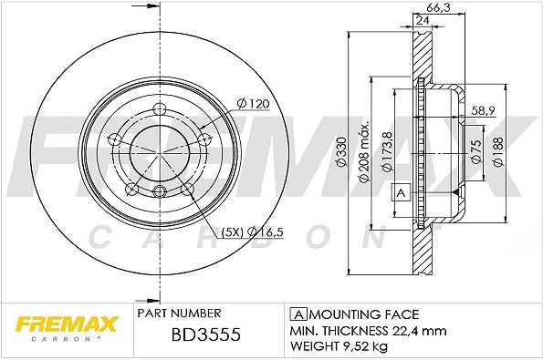 Stabdžių diskas FREMAX BD-3555