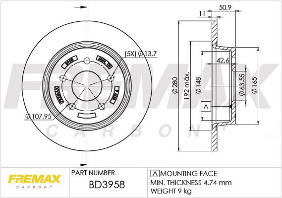 Гальмівний диск FREMAX BD-3958