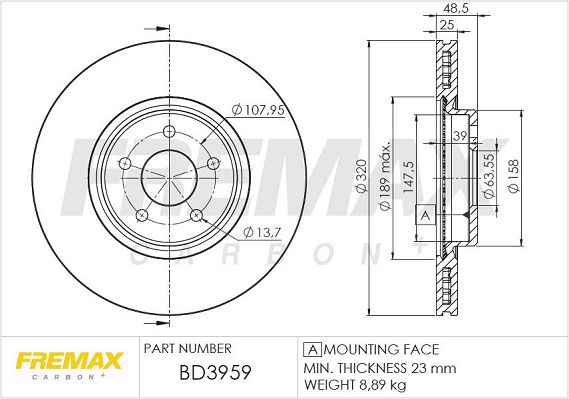 Stabdžių diskas FREMAX BD-3959