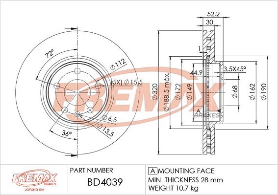 Brake Disc FREMAX BD-4039