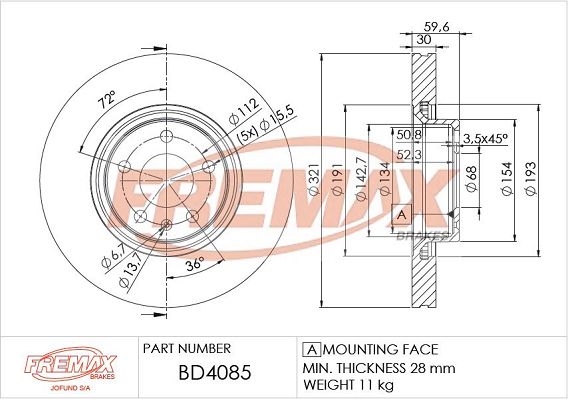 Гальмівний диск FREMAX BD-4085