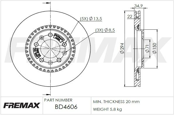 Stabdžių diskas FREMAX BD-4606