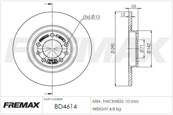 Гальмівний диск FREMAX BD-4614