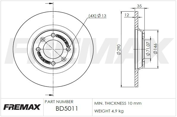 Stabdžių diskas FREMAX BD-5011
