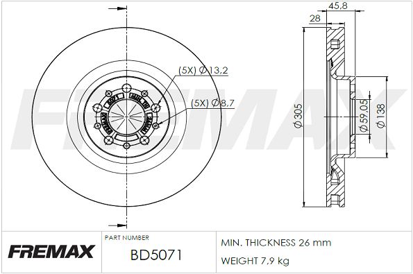 Stabdžių diskas FREMAX BD-5071