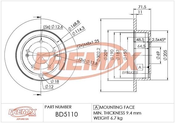 Brake Disc FREMAX BD-5110