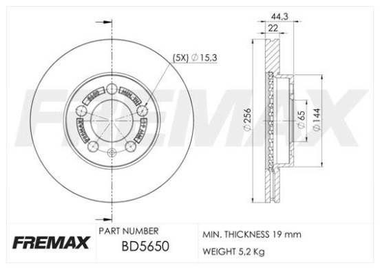 Stabdžių diskas FREMAX BD-5650