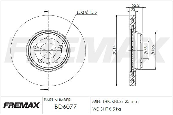 Stabdžių diskas FREMAX BD-6077